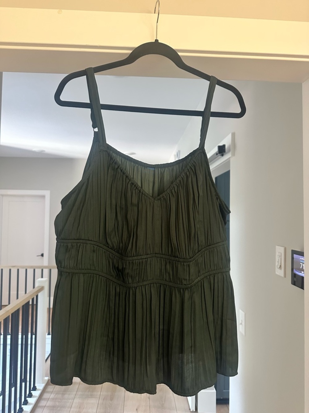 Old Navy Olive Green Pleated Spaghetti Strap Cami